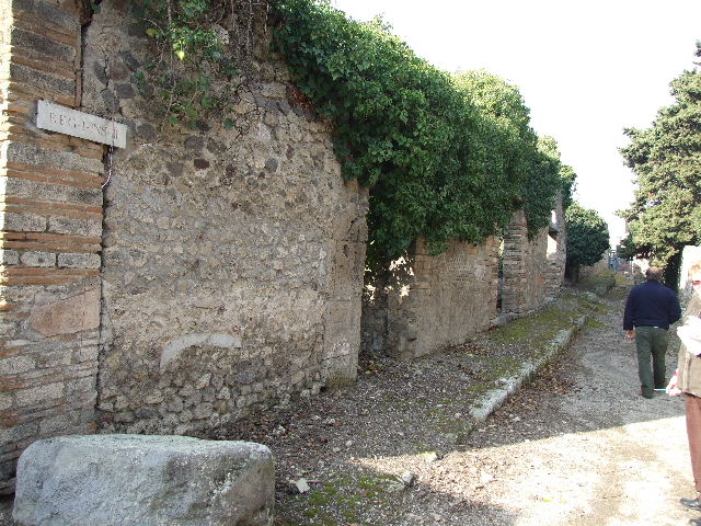 I.3.29 Pompeii.  Site of street altar.   December 2006.  Fiorelli states �end of the side of the insula, externally on the wall is painted, a divinita tutelare of the road, a snake that coils around a tree, under which is written in small letters, reading INNULUS ROGAT�.  See Pappalardo, U., 2001, La Descrizione di Pompei per Giuseppe Fiorelli (1875).  Napoli: Massa Editore.  See Fr�hlich, T., 1991, Lararien und Fassadenbilder in den Vesuvst�dten.  Mainz: von Zabern.  (F3: p.306).