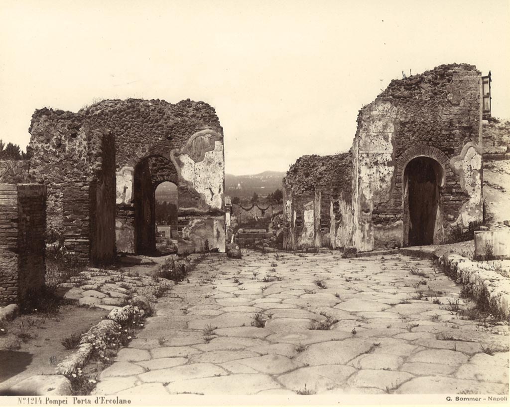 Porta Ercolano or Herculaneum Gate. c.1880-1890. Photo by G. Sommer no. 1214. Photo courtesy of Rick Bauer.