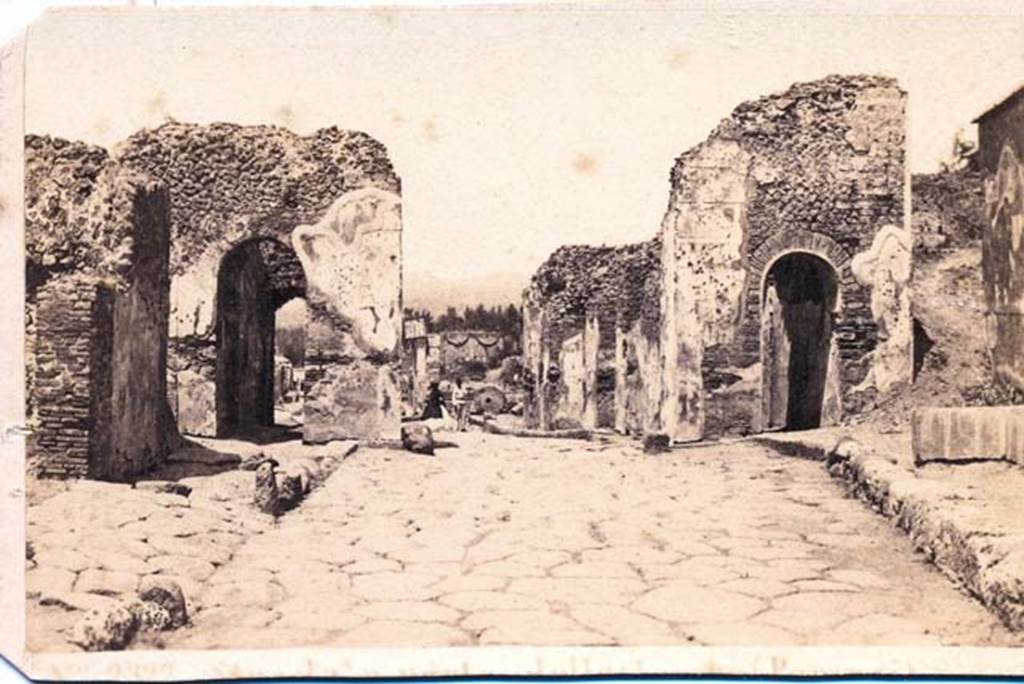 Pompeii Porta Ercolano or Herculaneum Gate. Between 1867 and 1874. Looking north from inside the city. Photo by Sommer and Behles. Photo courtesy of Charles Marty.