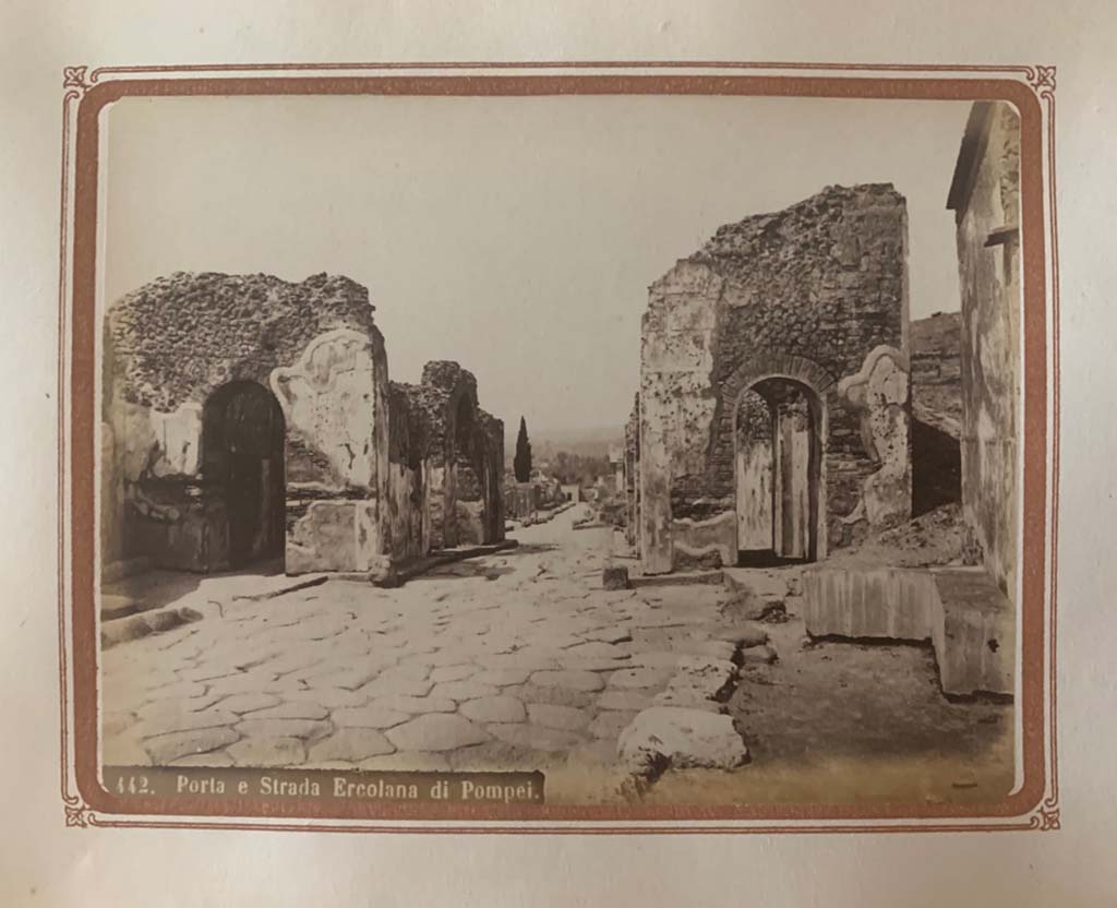 Pompeii Porta Ercolano or Herculaneum Gate. From an album by Roberto Rive, dated 1868. 
Looking north. Photo courtesy of Rick Bauer.


