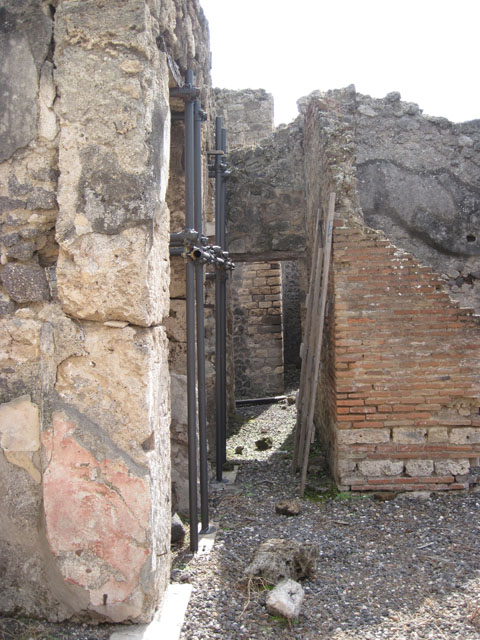 I.3.3 Pompeii. September 2010. West wall (with regular putlog feature?) of small room, storeroom or cupboard. Photo courtesy of Drew Baker.
