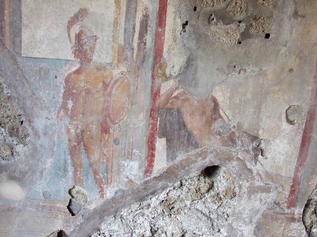 I.3.25 Pompeii. December 2006. South wall. Detail of wall painting of figure symbolising beauty.