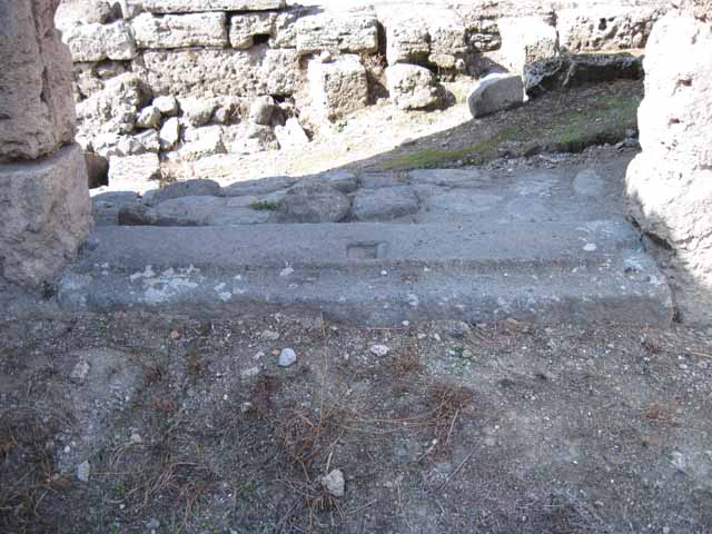 I.5.1 and I.5.2 Pompeii, with new roofs. Looking east from the Triangular Forum. May 2010.