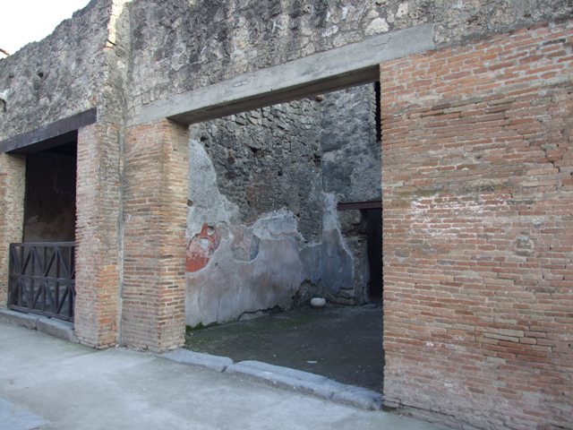 I.6.10 Pompeii. December 2007. Detail of painted plaster on east wall.
