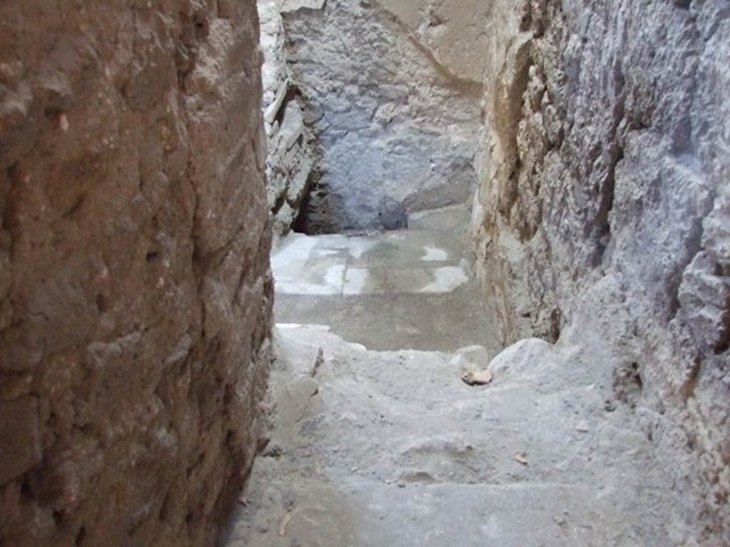 I.6.15 Pompeii.  March 2009. Room 2, Stairs to upper floor with Latrine under in south west corner of Room 1.