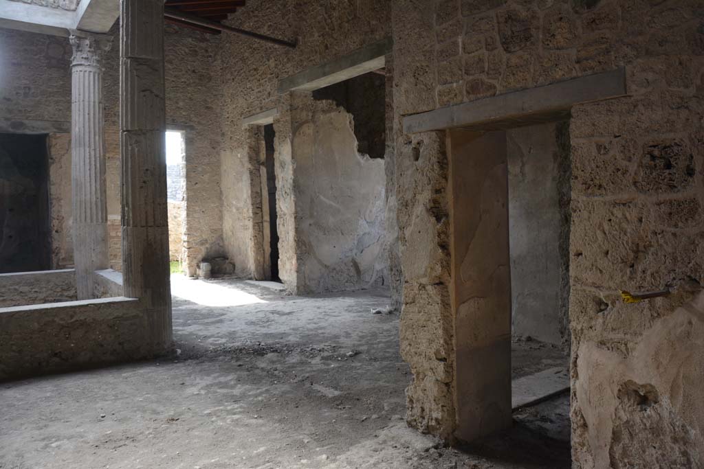 I.8.17 Pompeii. March 2019. 
Room 13, looking south-west across atrium 3 from north ala, with doorway to room 14, in west wall, on right. 
Foto Annette Haug, ERC Grant 681269 DCOR.
