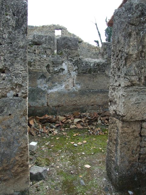 I.9.12 Pompeii. March 2009. Room 3. Floor of both Tablinum and Portico area, showing lower level.