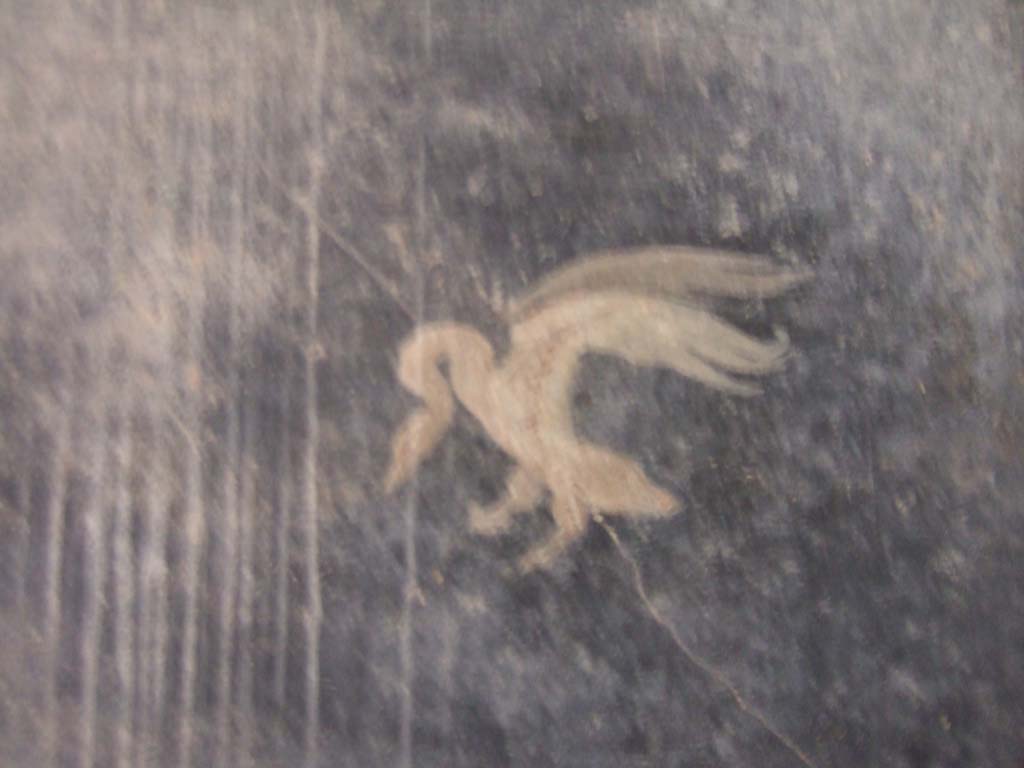 I.10.4 Pompeii. May 2006.  Room 17, detail of swan from panel in north-east corner.