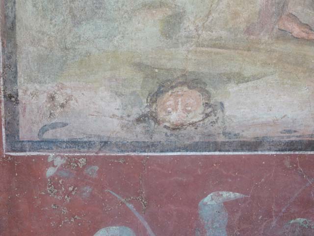 II.2.2 Pompeii. July 2011. Room 14, detail from east wall of triclinium. Hercules’ battle with Laomedon, King of Troy. Photo courtesy of Rick Bauer.