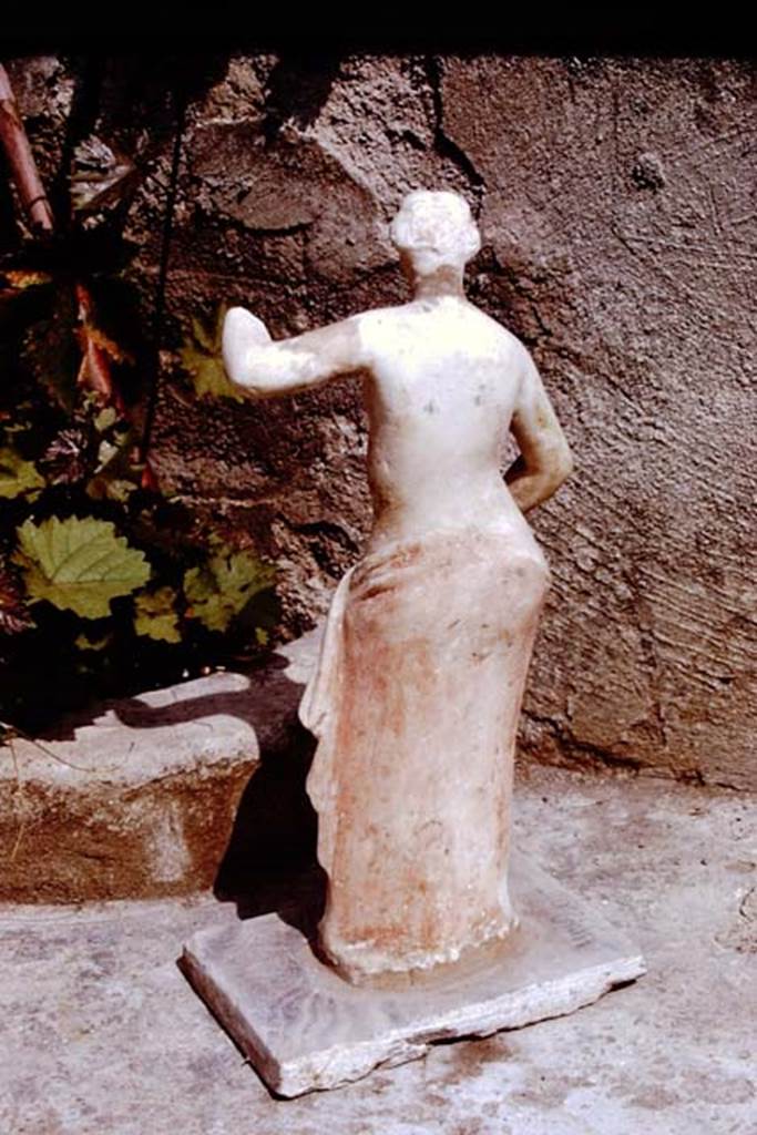 II.3.6 Pompeii. 1972. White marble statue of Venus, still with traces of red colouring.
Found in 1953. SAP inventory number: 9926. Photo by Stanley A. Jashemski. 
Source: The Wilhelmina and Stanley A. Jashemski archive in the University of Maryland Library, Special Collections (See collection page) and made available under the Creative Commons Attribution-Non Commercial License v.4. See Licence and use details.
J72f0304
