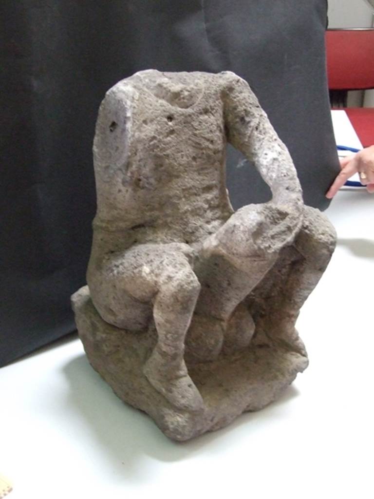 II.3.6 Pompeii.  March 2009.    Headless ithyphallic tufa statuette from the garden. Found in 1953.    SAP inventory number: 10017
