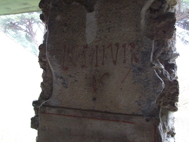II.9.4 Pompeii. December 2006. Door blocked in antiquity in rear wall taken from vicolo on east side next to Palaestra.