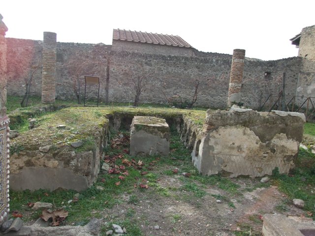 II.9.7. Garden entrance to House of Summer Triclinium. December 2007. Grandiose triclinium with painted podium.