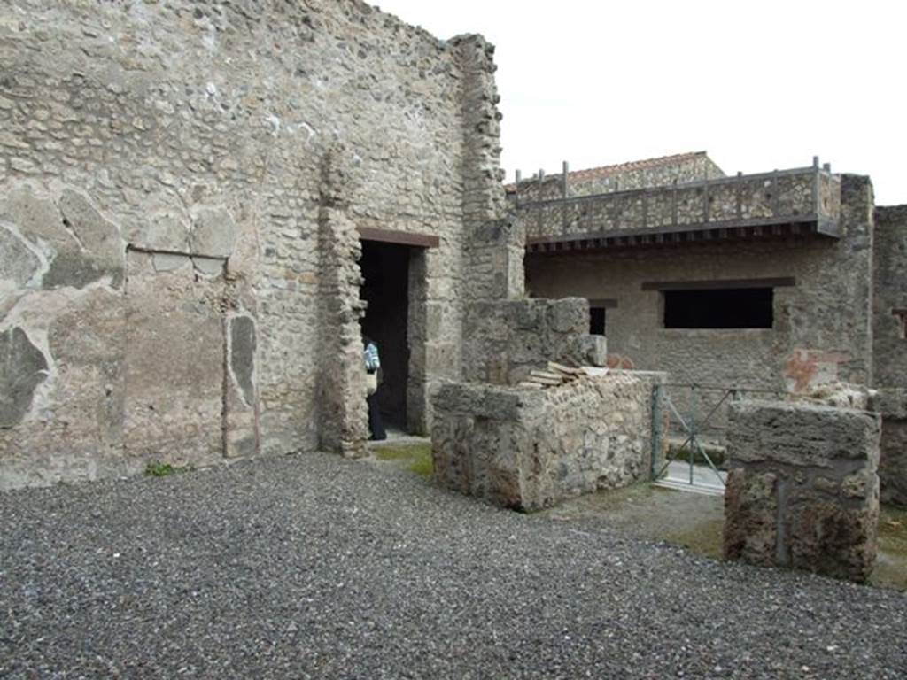 III.2.1 Pompeii.  March 2009.  Room 1.   Looking south east across atrium to entrance fauces and doors to rooms 6 and 7.