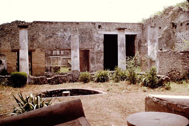 III.2.1 Pompeii.  March 2009.  Room 20. Summer Triclinium and Garden area.  Looking west.