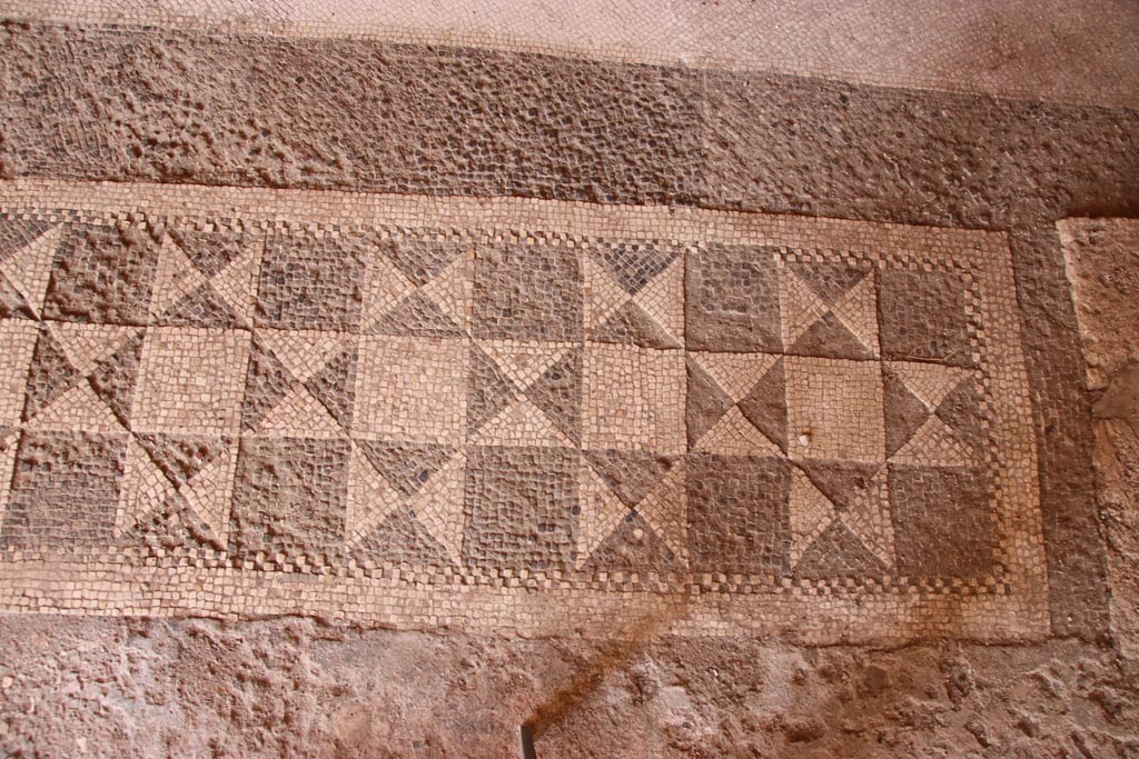 V.2.i Pompeii. October 2023. Oecus 21, mosaic doorway threshold at south end. Photo courtesy of Klaus Heese.
