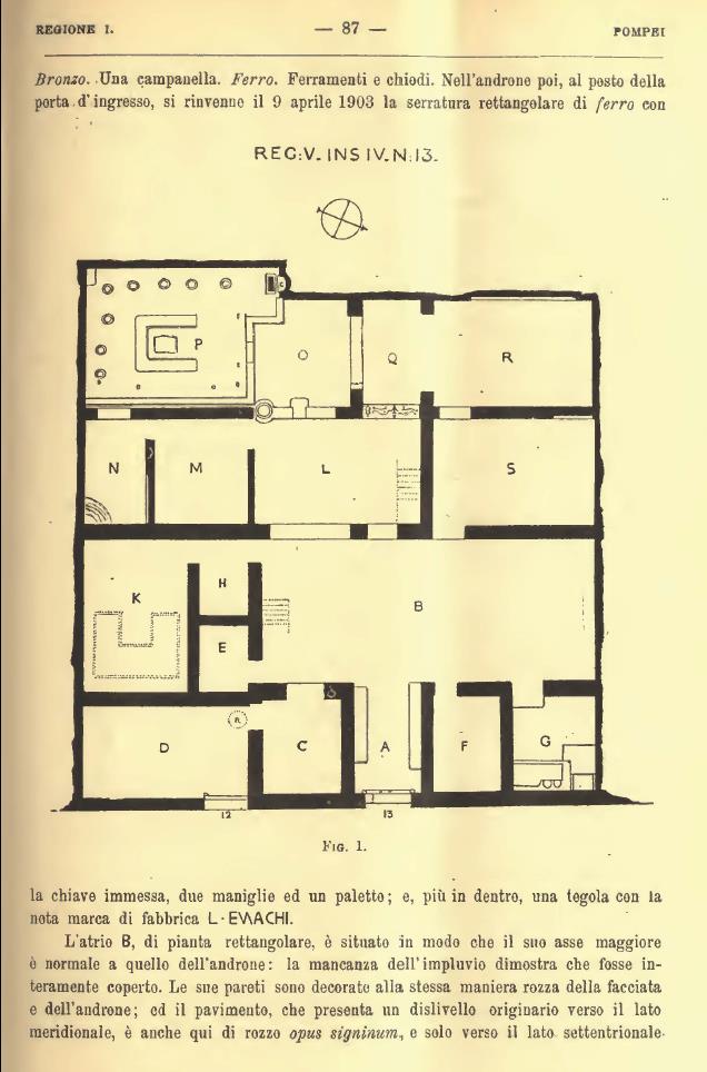 V.4.13 Pompeii. Notizie degli Scavi di Antichità, 1905, page 87.
