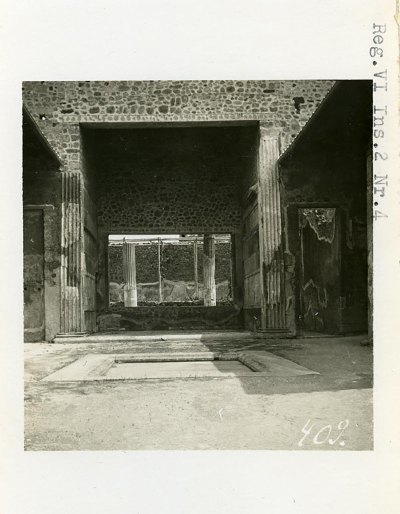 VI.2.4 Pompeii. Pre-1937-1939.  Looking east through tablinum, from atrium.
Photo courtesy of American Academy in Rome, Photographic Archive. Warsher collection no. 409.
