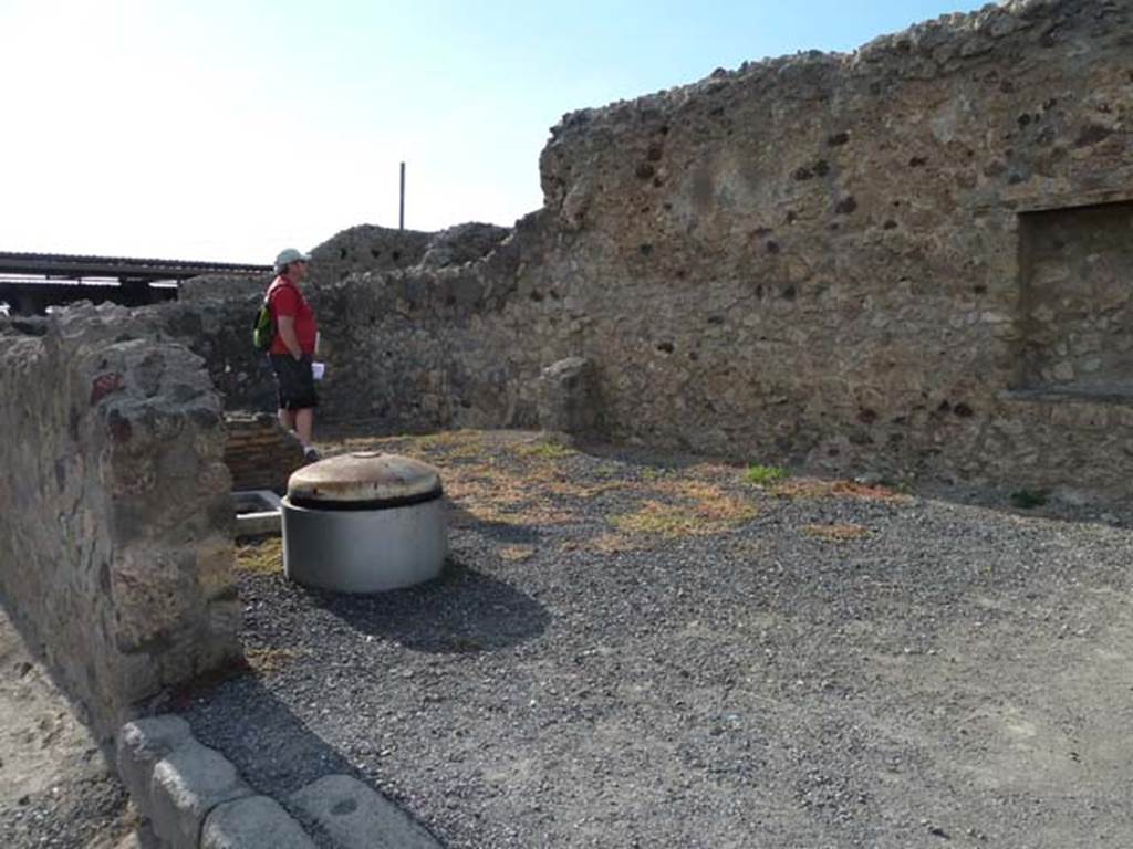 VI.4.9 Pompeii. September 2015. Looking north-west through entrance doorway towards rear room.