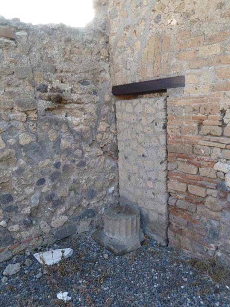 VI.7.1 Pompeii. May 2011. Blocked doorway in north-west corner of atrium area.