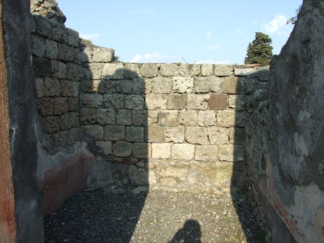 Pompeii. March 2009. Vicolo della Fullonica. Looking north, along side wall of VI.7.6.