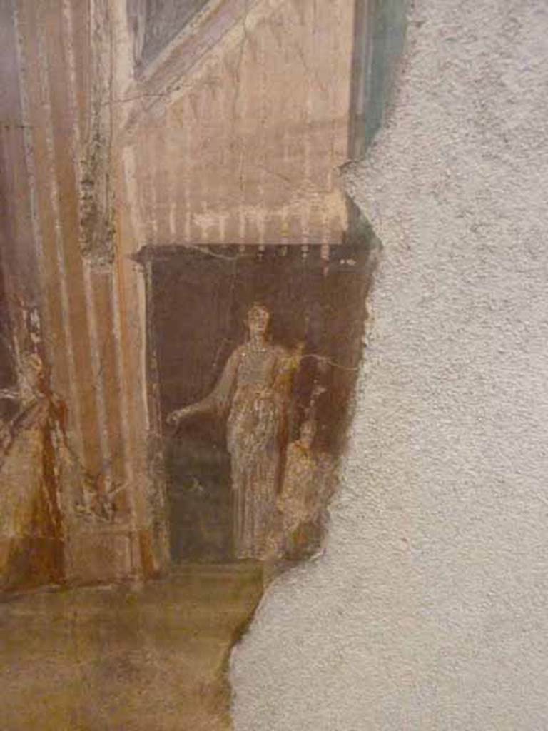 VI.13.2 Pompeii. May 2010. Detail from wall painting in summer triclinium. 
Medea, characterised as a priestess of Artemis. Now in Naples Archaeological Museum.  Inventory number 111477.
