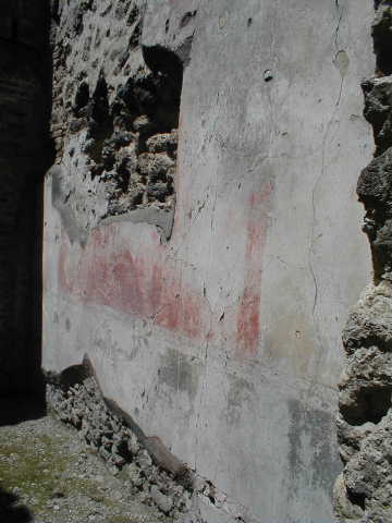 VI.14.29 Pompeii. May 2006. North wall with remains of Style III decoration.
