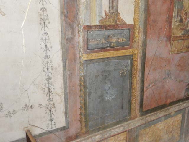 VI.15.1 Pompeii. December 2006. Exedra. South wall. Upper wall painting.