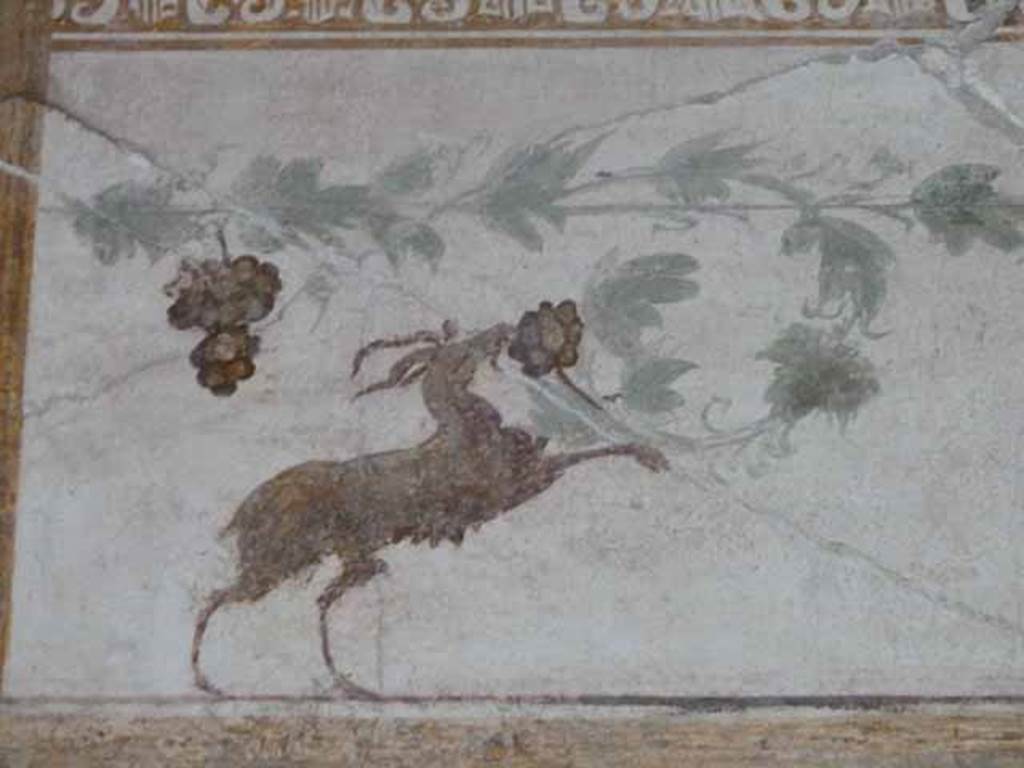 VI.15.8 Pompeii. May 2010. Painted detail from oecus.