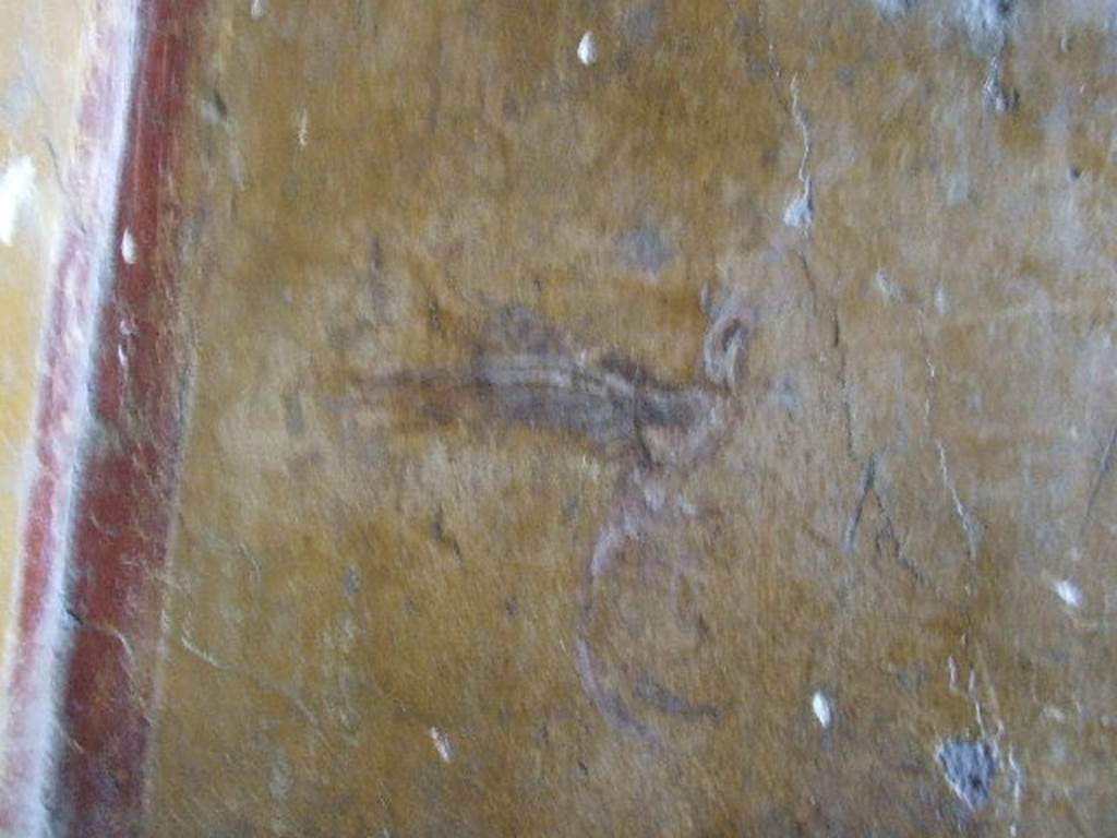 VI.16.15 Pompeii. December 2006. Room H, return in wall at north end of west wall, with detail of wall painting of swan in flight. 