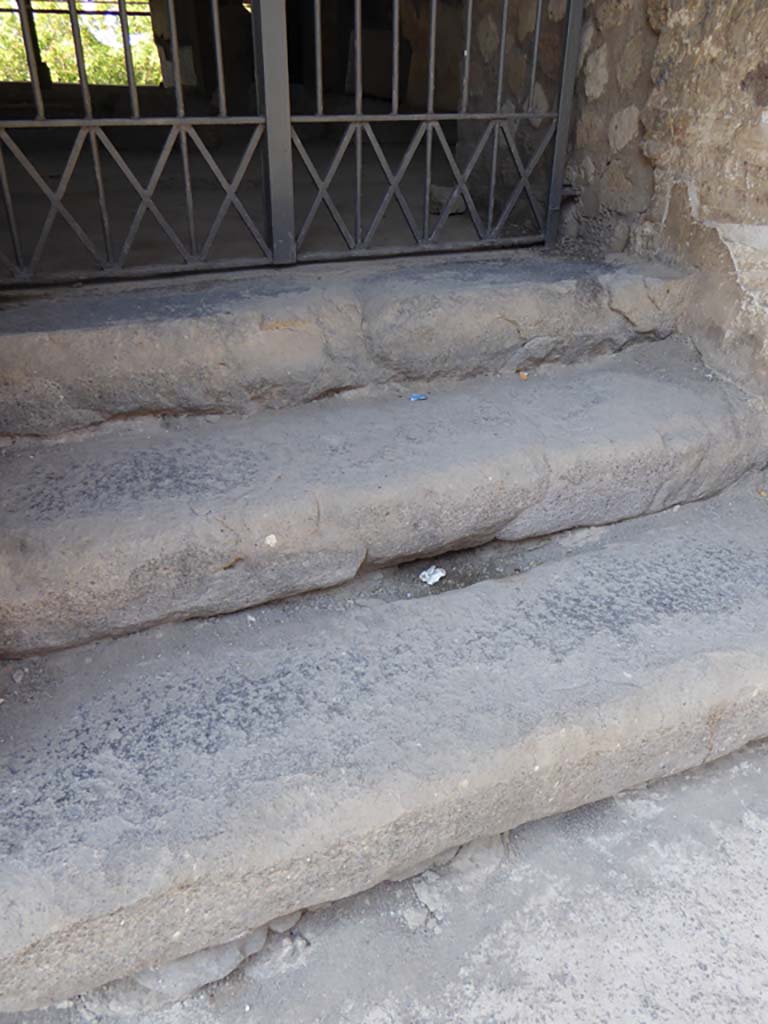 VI.17.41 Pompeii. September 2017. Detail of entrance steps.
Foto Annette Haug, ERC Grant 681269 DCOR.

