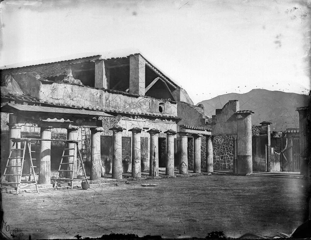 VII.1.8 Pompeii. c.1871. Looking south-east across palaestra and portico.  
Photo by J. H. Parker,  American Academy in Rome. Parker.2207.Italia.
