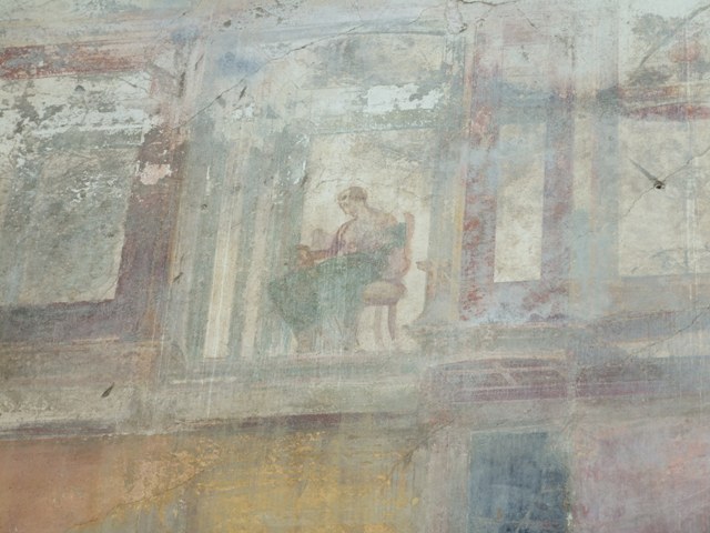 VII.4.31 Pompeii. March 2009. Niche of lararium. According to Boyce, this was a rectangular niche, the sides of which were reported to have been originally covered with marble. See Boyce G. K., 1937. Corpus of the Lararia of Pompeii. Rome: MAAR 14. (p.66)