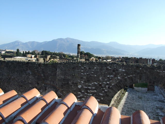 VII.5.19 Pompeii. December 2007. View looking south east from roof of new restaurant.