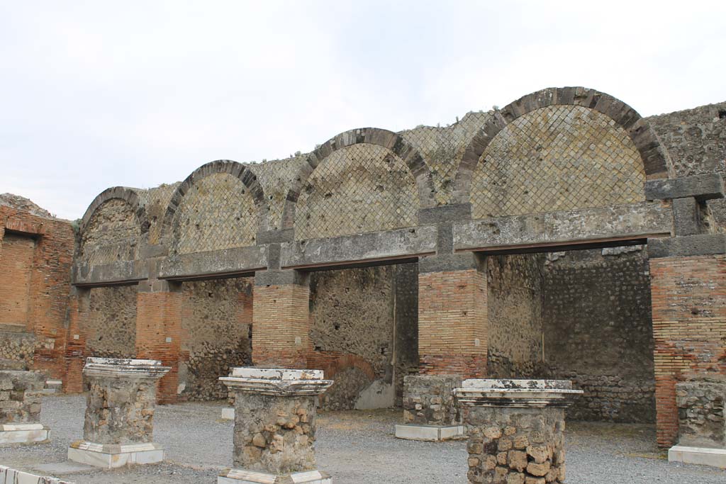 VII.8 Pompeii Forum. March 2014. Looking east towards shop in north-east corner of Forum, VII.9.12/11/10/9.
Foto Annette Haug, ERC Grant 681269 DÉCOR.
