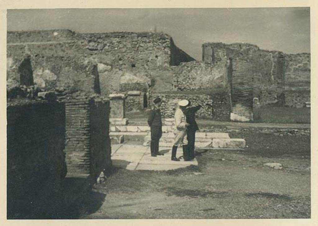 VII.8 Pompeii Forum. 4th October 1937. Looking east across north end of forum, near Temple of Jupiter, on left. Looking towards VII.9.3, on right.  Photo courtesy of Rick Bauer.

