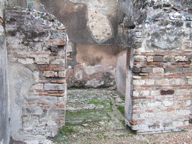 VII.10.5   Pompeii. December 2005. Remains of mosaic floor in exedra. 
