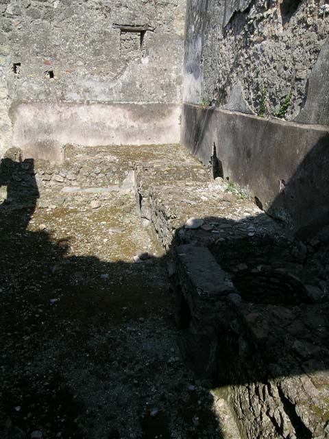 VII.10.13 Pompeii. Officina lanifricaria. September 2005. Vaulted rear area.