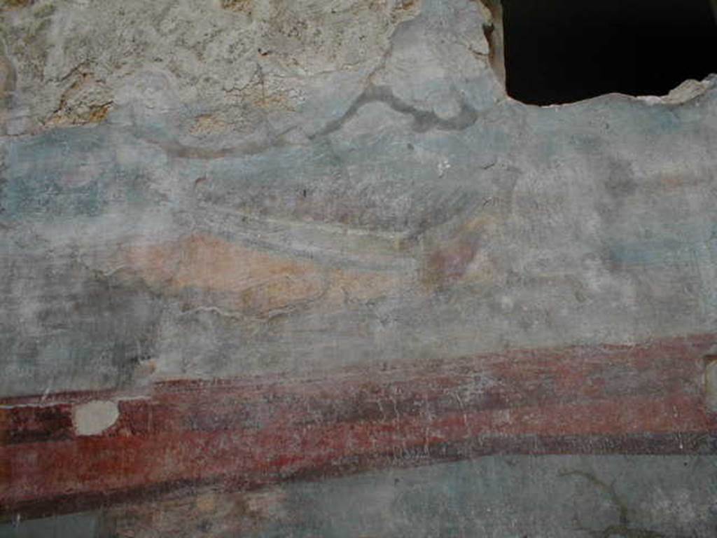 VII.16.a Pompeii. September 2005. Room 9, north wall. Naval scene.