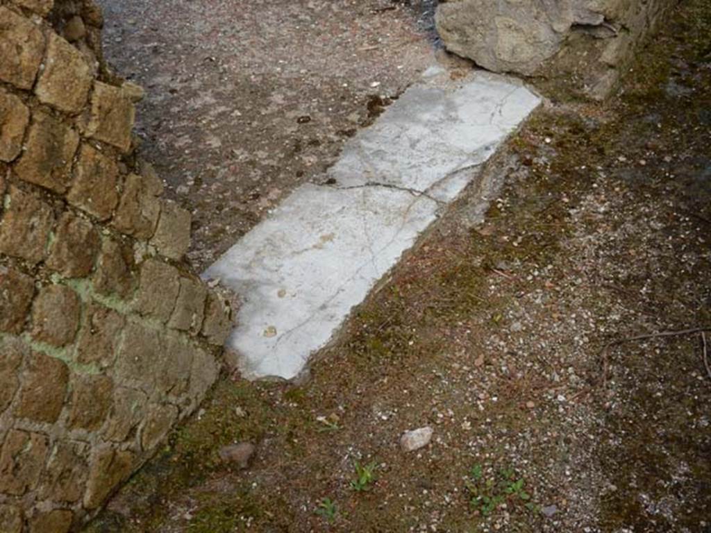 VII.16.a Pompeii. May 2015. Detail of threshold into the room at the north end of courtyard C, from area on west of room 2. Photo courtesy of Buzz Ferebee.

