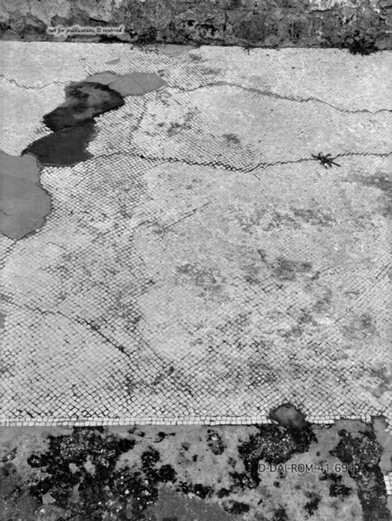 VIII.2.34 Pompeii. c.1930. Triclinium “n”, white mosaic flooring. 
DAIR 41.694. Photo © Deutsches Archäologisches Institut, Abteilung Rom, Arkiv.
See Pernice, E.  1938. Pavimente und Figürliche Mosaiken: Die Hellenistische Kunst in Pompeji, Band VI. Berlin: de Gruyter, (tav. 32.5, above.)
