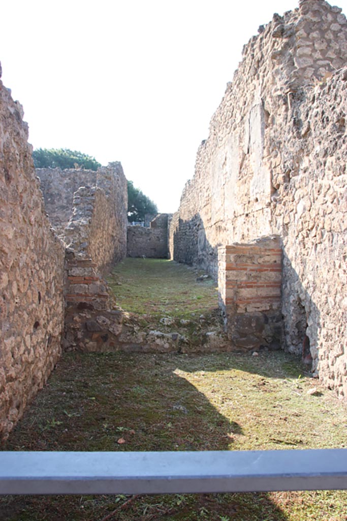 VIII.3.6 Pompeii. October 2022. 
Looking towards rear, south, wall of shop. Photo courtesy of Klaus Heese. 
