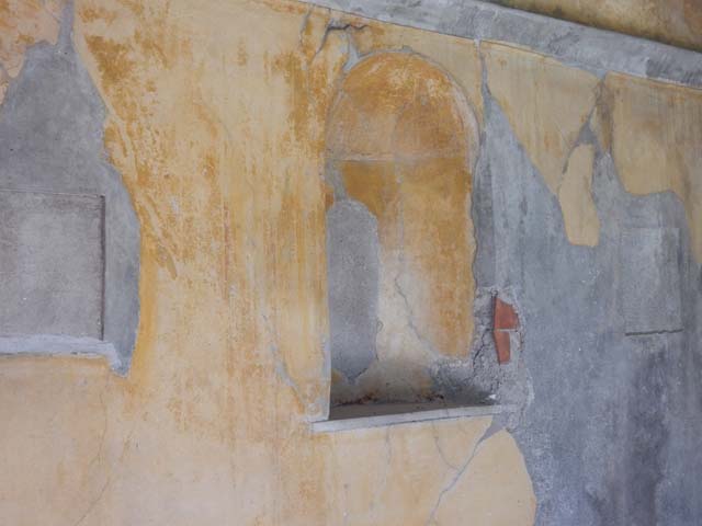 VIII.3.14 Pompeii. September 2005. Looking south along east side of atrium towards kitchen doorway and steps in south-east corner.