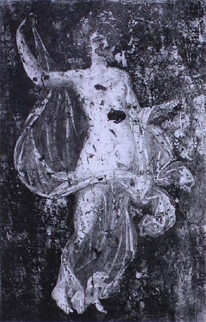 VIII.4.4 Pompeii.  March 2009. Room 4.  South wall.  Wall painting of Alcestis, on left, Hercules, in the centre, recognisable by the lion skin,  Admetus, sitting on the right.  See Carratelli, G. P., 1990-2003. Pompei: Pitture e Mosaici.  Roma: Istituto della enciclopedia italiana. See also Helbig, W., 1868. Wandgemälde der vom Vesuv verschütteten Städte Campaniens. Leipzig: Breitkopf und Härtel. (1149).