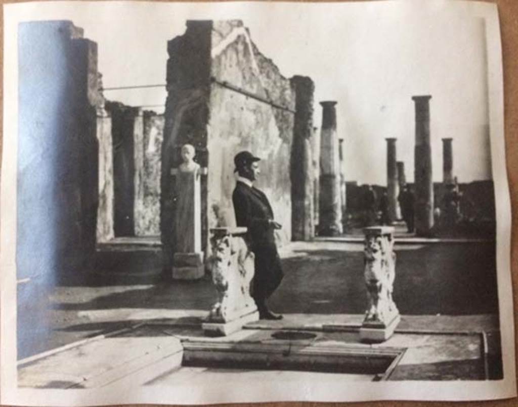 VIII.4.15 Pompeii. August 27, 1904. Looking south across impluvium in atrium.  Photo courtesy of Rick Bauer.
