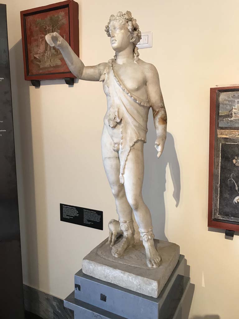 VIII.7.28 Pompeii. April 2019. Statue of Dionysus pouring wine into the mouth of the panther next to his feet. 
Now in Naples Archaeological Museum. Inventory number 6312. Photo courtesy of Rick Bauer.
