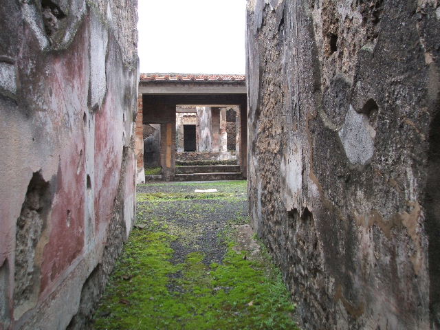 IX.1.22 Pompeii. December 2007. Room 1, atrium with household shrine in south-east corner.