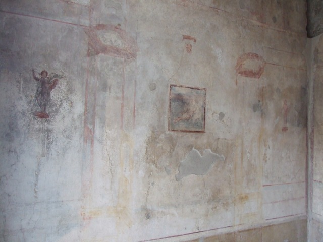 IX.3.5 Pompeii. March 2009. Remains of aedicula altar on south west side of atrium.