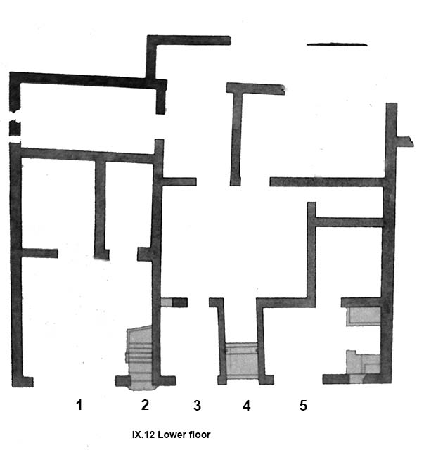 IX.12.1, IX.12.2, IX.12.3, IX.12.4 and IX.12.5 Pompeii. About 1923. Façade. Photo courtesy of Rick Bauer.