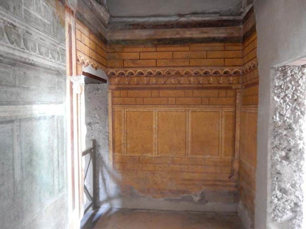 Villa of Mysteries, Pompeii. May 2015. Room 3, south wall, looking south from doorway in room 64, atrium. Photo courtesy of Buzz Ferebee.

